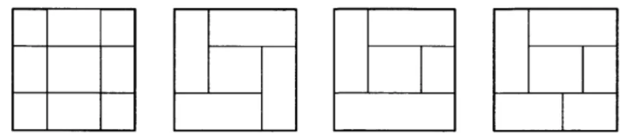 FIGURE  2.  (a-d)  Floorplan  partitions  of the  unit  square.