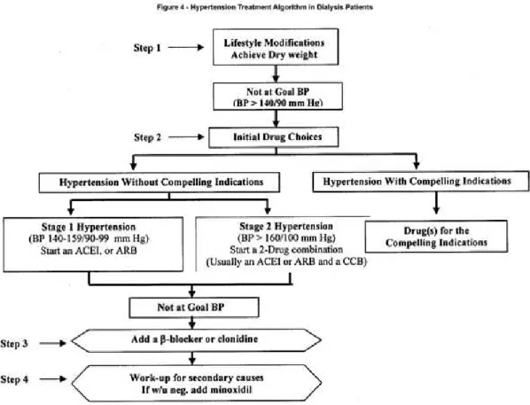 Tableau  XII : Algorithme  de  traitement  de  l’hypertension  chez  les  patients  dialysés  (31)