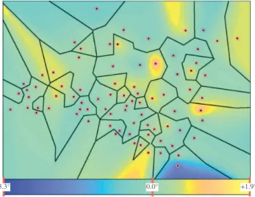 Fig. 8. Error bar of deduced temperatures (degree Celsius) for each station, computed through the leave-one-out process.