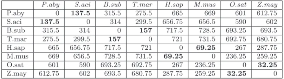 Figure 11. Scoring matrix for 8 16S-RNAs extracted from The comparative RNA database [4]