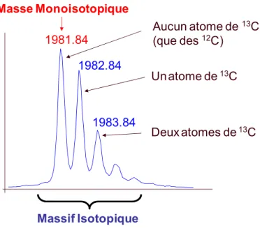 Figure 5 : Exemple d’un massif isotopique observé sur un spectre MS. 