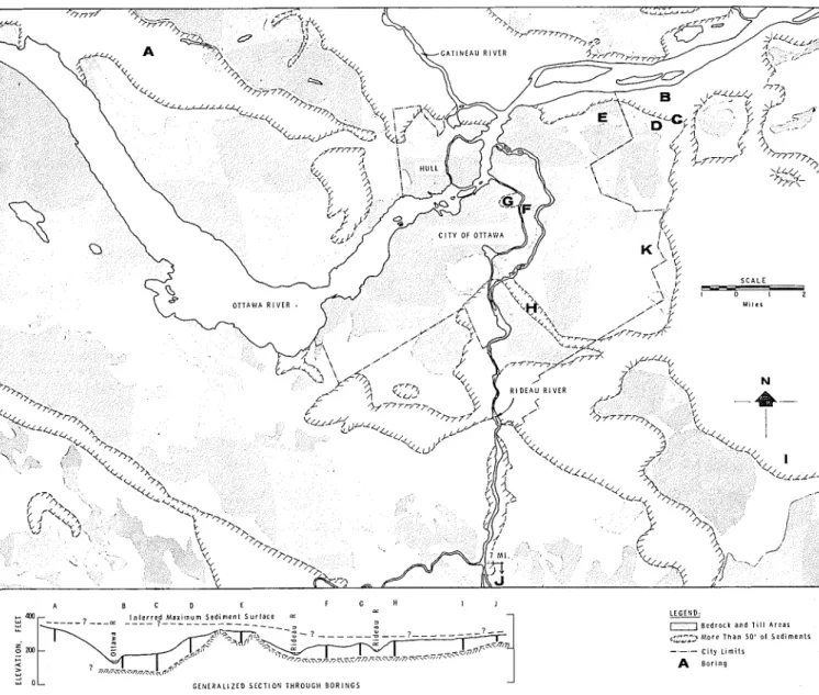 FIG.  1. Map of  Ottawa  region  (geology  after  Gadd  (1963)  and  Brandon  (1961))  1959)  but  it  can  also  be  shown  that  the  measured  pre- 