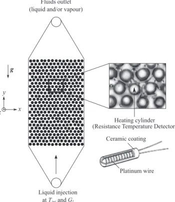 Fig. 1. Sketch of the experimental test section: a ‘‘two-dimensional” model porous medium