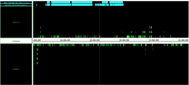 Figure 2-8: Comparison of blocks identified with the LOCKS protocol (top blue row) and the MA2C protocol (lower blue row) reveals similar macrodomains.