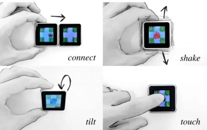 Figure 2. Basic interactions with the Sifteo Cubes.