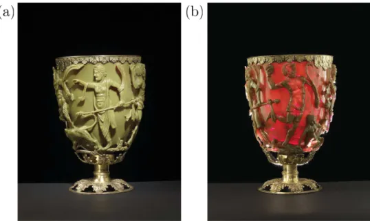Figure 1.6: The Lycurgus cup dated from the Roman empire in the 4 th century AC (picture taken from The British Museum website: https://www.britishmuseum.org/)
