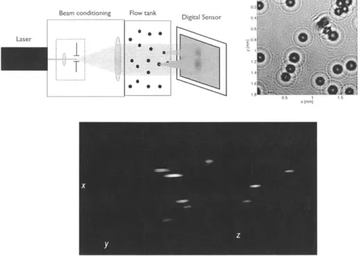 Figure  5-1:  "Compressive  holographic  inversion  of  particle  scattering."  (top  left) In-line  DH  experimental  setup