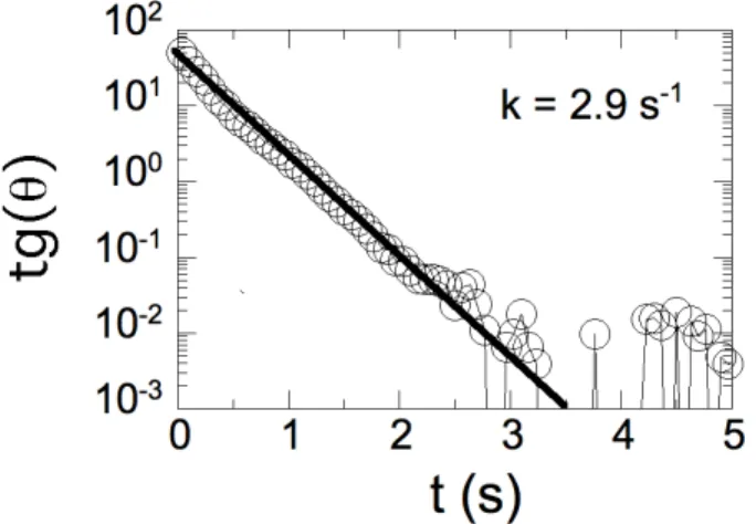 Figure  6  :  Tangent  of  the  reorientation  angle  θ(t)  as  a  function  of  the  time