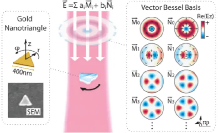 Figure 1: Schematic of a structured vector-field illumination, analytically represented with a vector Bessel basis