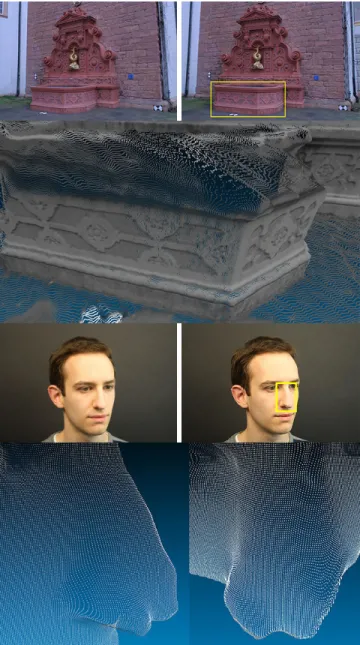 Figure 1. Closeups on reconstruction results obtained using classical variational matching across a pair of views