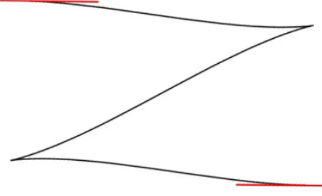 Figure 6 – Projection d’un minimisant avec deux points de rebroussement.