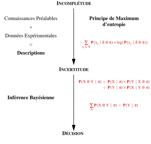 Figure 2.6 : De l’incomplétude à l’incertitude, de l’incertitude à la décision.