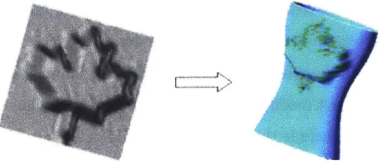 Figure  3-1:  Example  of  transfer  of  a  maple  leaf  from  a  flat  surface  to  an  oval  vase.