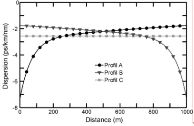 Figure 1 : Profils de dispersion longitudinaux simulés  