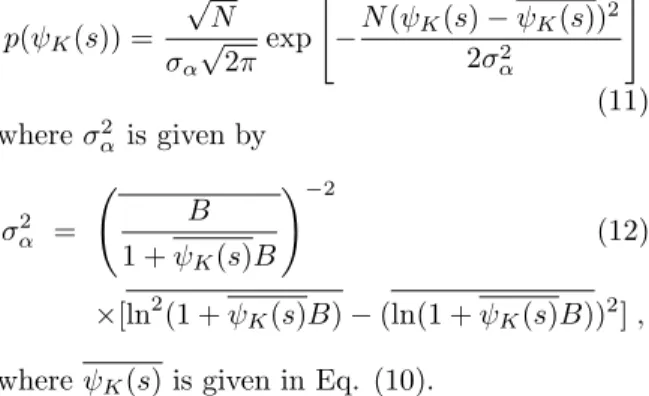 Figure 1: Plot of ψ K (s) as a function of s for different values of N and µ = 0.8. The solid line is the  solu-tion of Eq