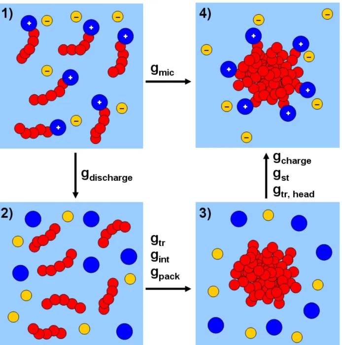 Figure 2-1: Sequence of steps followed in the molecular-thermodynamic cycle used in the CS-MT modeling approach