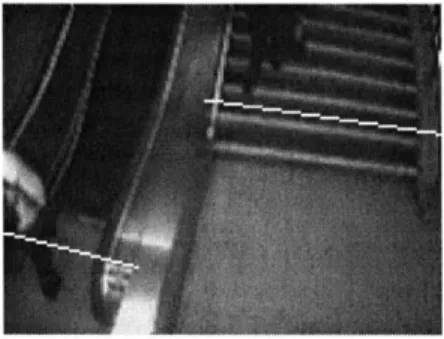 Figure  4-8:  Scan  lines  places  along  the  stairs  and  escalator  during  calibration  of an installation  site.