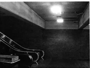 Figure  5-4:  View  of Davis  system.  The  sign  will  be  projected  against  the  brick  wall to  the  right  of the  escalators.