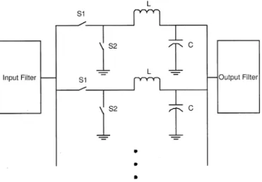 Fig. 7. Scaled comparison of the two prototype converters. The hashed section on the volume-optimized converter represents the heatsink needed if the converter is not mounted on an appropriate surface