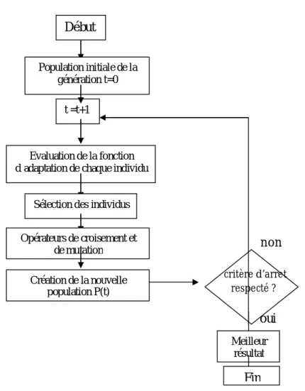 Fig. 2.2 : Principe général d’un algorithme génétique standard 