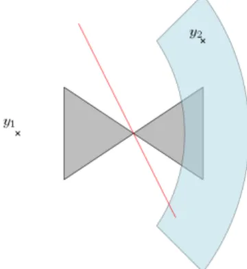 Figure 1. Simplex soup where the set of points y 1 , y 2 such that µ(Lag 1,2 (ψ)) = 0 has not a zero measure.