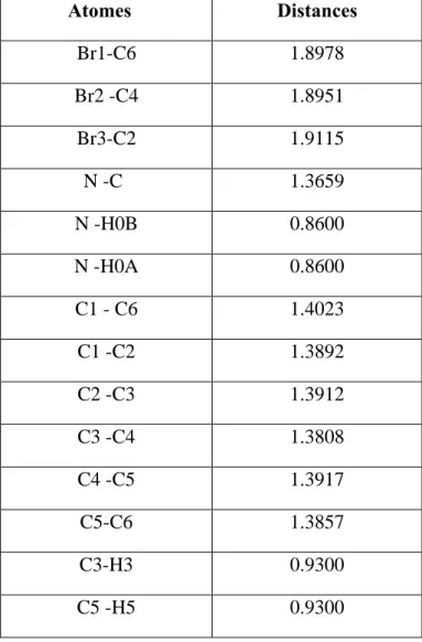 Tableau 5. Distances inter atomiques. (Å) 