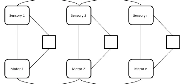 Figure  8  :  Associations  verticales  directes  et  indirectes  postulées  par  le  modèle  ASL  (Brass  &amp;  Heyes,  2005;  Heyes,  2001;  Heyes  et  al.,  2005)