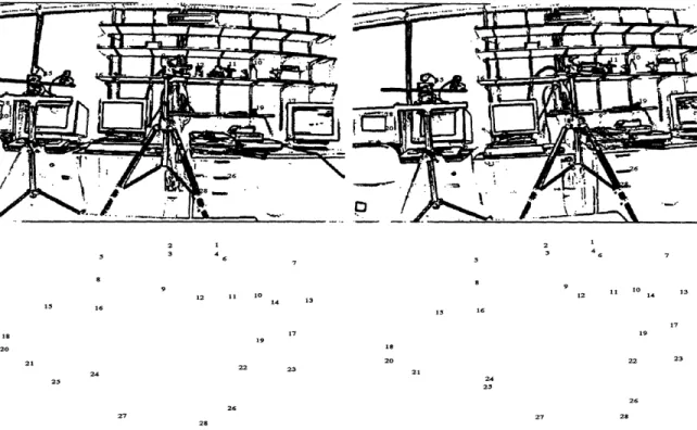 FIGURE  7-1:  Binary  edge  maps  of real  motion  sequence  with  hand picked point  matches.