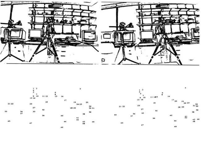 FIGURE  6-3:  Binary  edge  maps  of real  motion  sequence  (lab  scene)  with  correspondence points  found  by  the  matching  procedure.