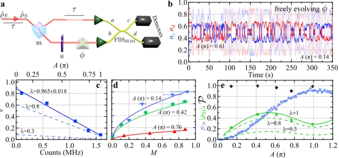 FIG. 2. Quantum superposition of vacuum and one photon. a Sketch of the MZI used to probe coherences in the photon-number