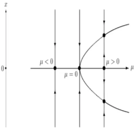 Figure 1.5 – Diagramme de la bifurcation fourche.