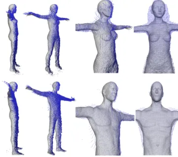 Fig. 5. Skin registration result at the end of each step of the optimization process. (a): minimizing E skeleton 