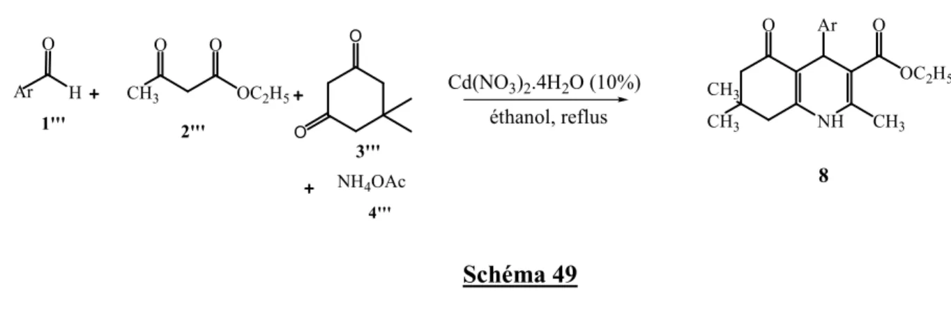 Tableau 7: Propriétés physiques et rendements des 1,4-DHPs catalysées par la Cd(NO 3 ) 2 .4H 2 O
