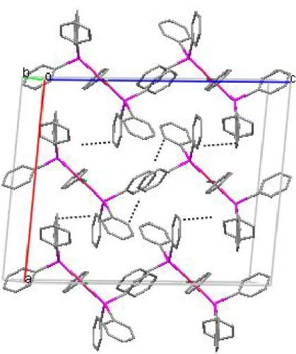 Fig 8 : Interactions intermoléculaires du complexe {2} dans le plan (b,c). 