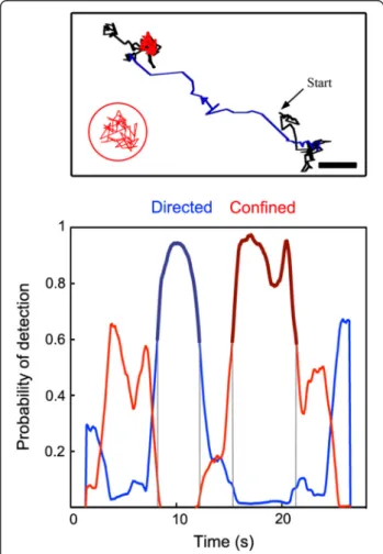 Fig. 5 Analysis of the motion modes within a real trajectory of a Moloney Murine Leukemia virus (MLV) particle in HEK cells