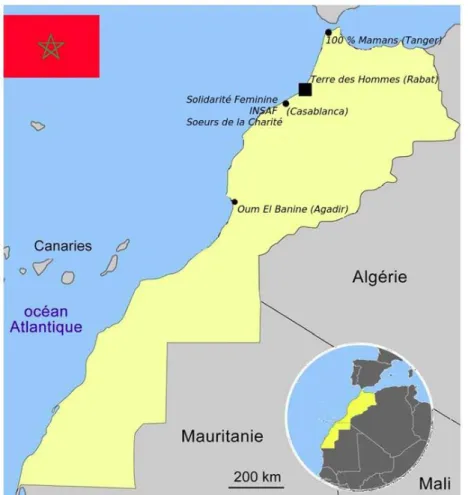Figure 3. Carte des associations marocaines qui ont participé à l’enquête de terrain 