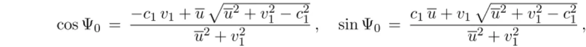 Figure 3: Determining the angle Ψ 0 . One determines the two possible angles Ψ 0 + π/2 by the scalar product condition in (3.7) and picks up the smallest value