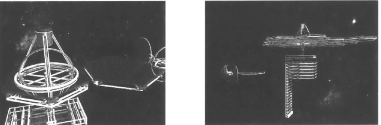 Figure 2-10:  Still  shots demonstrating  the assembly of a large  space  structure using EMFF.