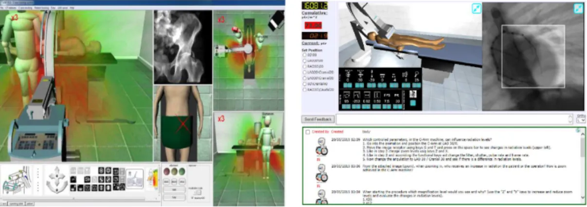 Figure 2.4: Examples of computer-based training systems to teach about C-arm operation and radiation exposure.