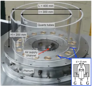 Fig. 2. Schematic top view of the MICCA-Spray backplane show- show-ing the swirlers positions, pressure taps and spark plug, extracted from [5].