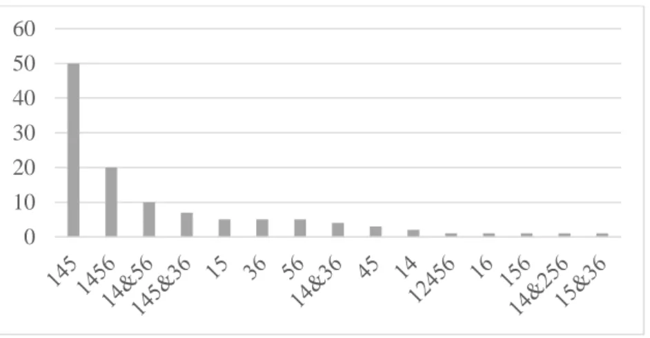 Fig. 7 – Occurrences des divers types de syncrétismes.  