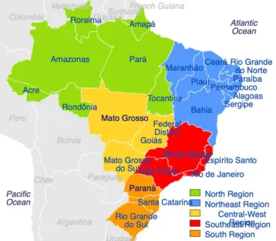 Figure 7.5 States and Regions of Brazil 