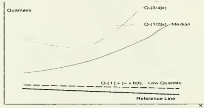 Figure 3: Example 4.2: Extremal conditional quantile function x i-> x P{t)