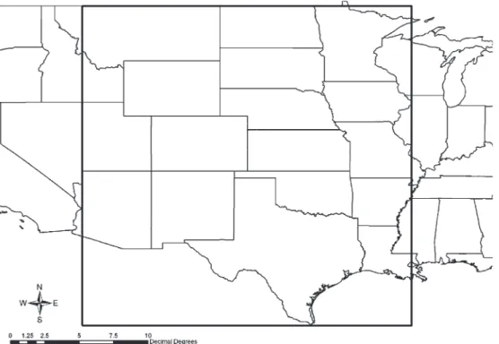 Fig. 1. Central U.S. study region is the region inside the black square.