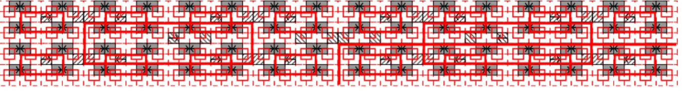 Figure 6. Four iterations of the substitution s Grid . Computation zones of level 1,2 and 3 appear on the last pattern