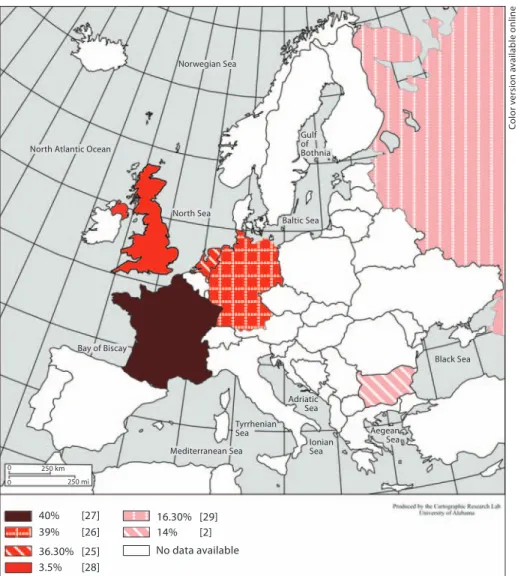Fig. 1.   Prevalence of AMD in Europe ac- ac-cording to available data. 