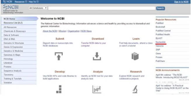 Figure -2.1- : La page d’accueil pour l’interface web NCBI. 