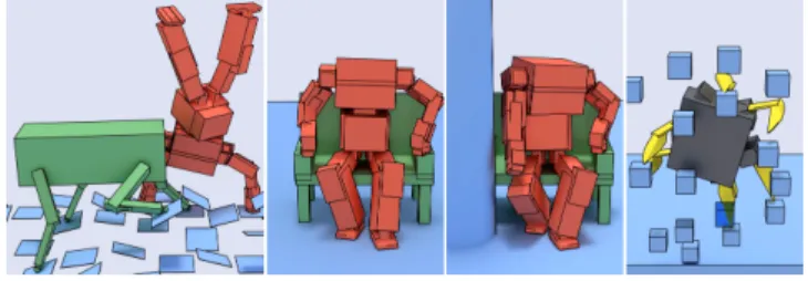 Fig. 1. Multi contact motions synthesized by our method.