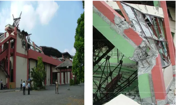 Figure 2.14 Dommages du stade GOR Sport causés par le séisme de Yogyakarta (2006)  (Elnashai et al 2006) 