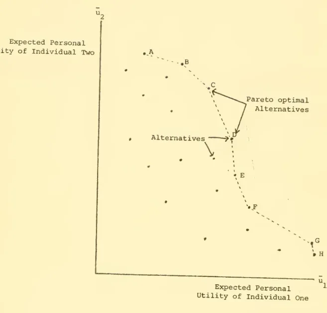 Figure 1. Pareto Optimal Boundary of an Alternative Set for Two Individual;